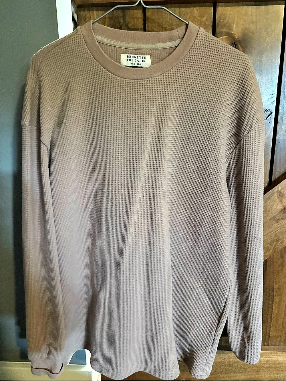 Brunette The Label Long Sleeve Waffle Top in Brown Size XS- fit oversized
